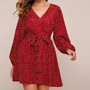Red and white polka dot mini dress